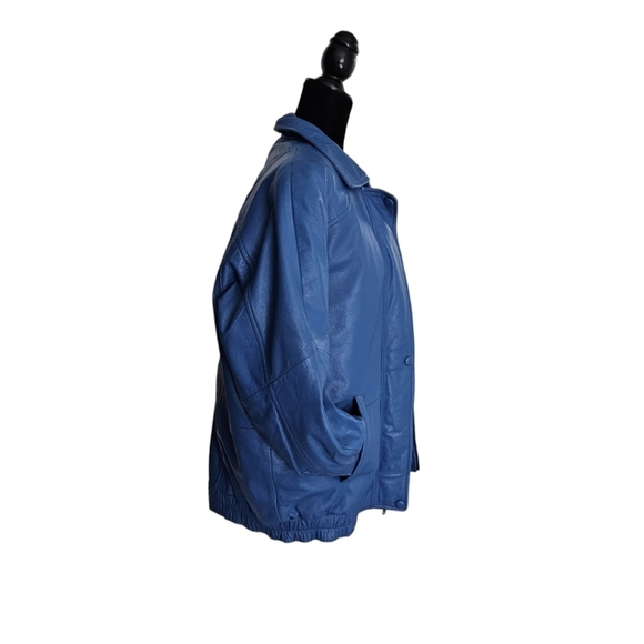 Prince of Leathers vintage blue real leather lined bomber jacket size medium - Picture 6 of 14